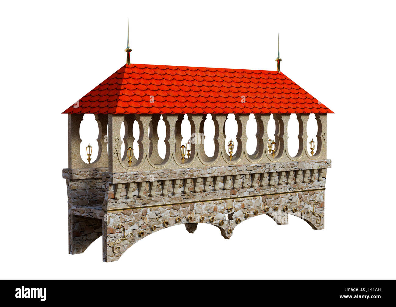 3D rendering of a fairy tale bridge isolated on white background Stock