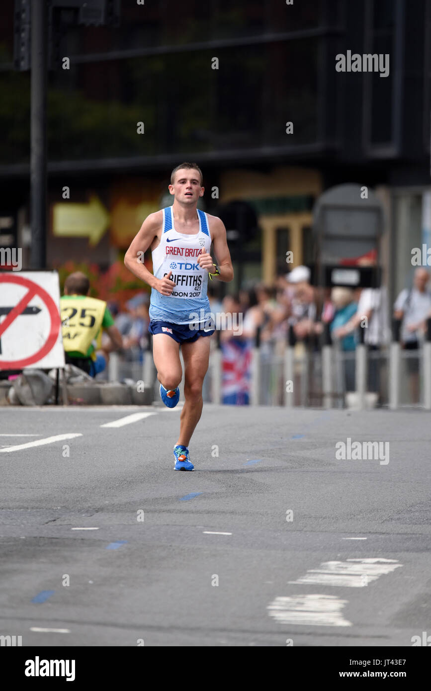 Josh Griffiths of Great Britain running in the IAAF World Championships 2017 Marathon race in London, UK Stock Photo