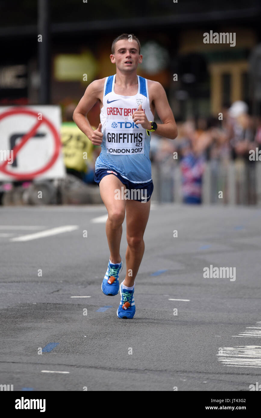 Josh Griffiths of Great Britain running in the IAAF World Championships 2017 Marathon race in London, UK Stock Photo