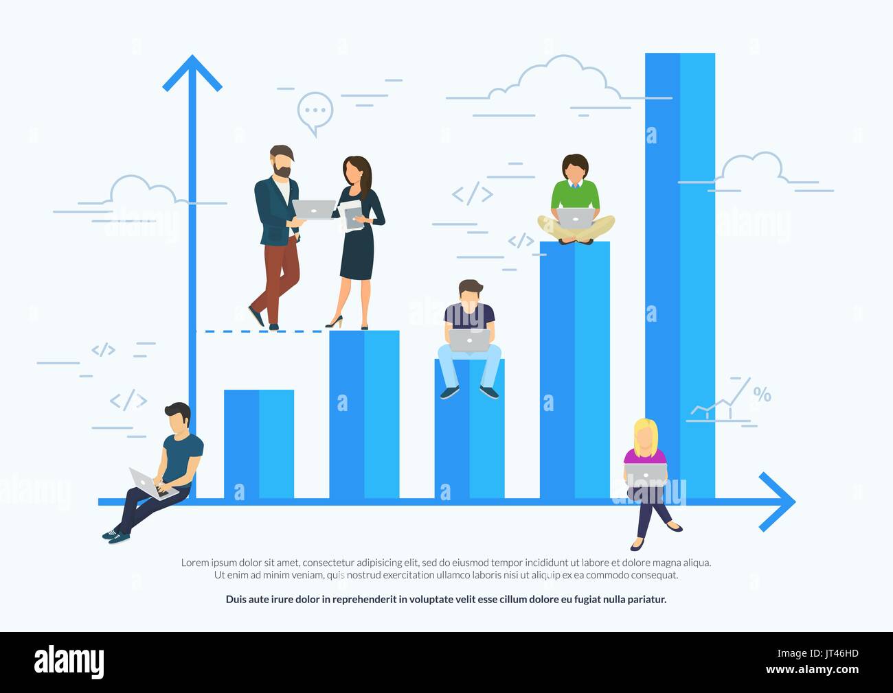Business graph growth concept white illustration Stock Vector Image