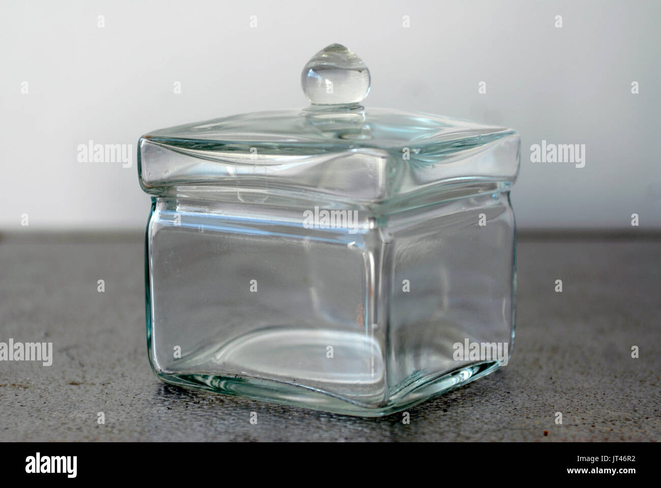 Antique glass box with cover. Transparent Stock Photo