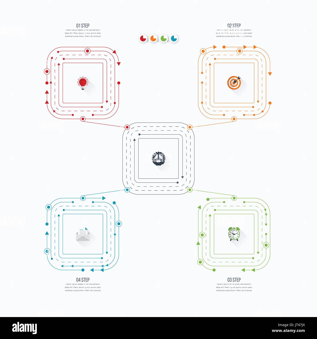 Business infographics template 4 steps with square Stock Vector Image ...