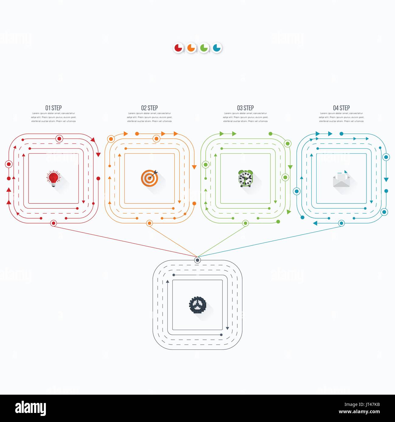 Business infographics template 4 steps with square Stock Vector Image ...