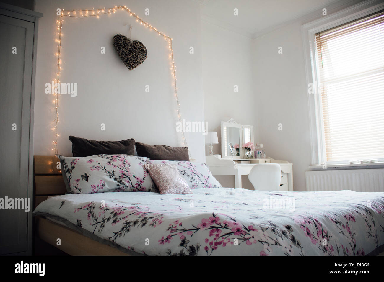 Horizontal image of a teenage girl's bedroom. Stock Photo