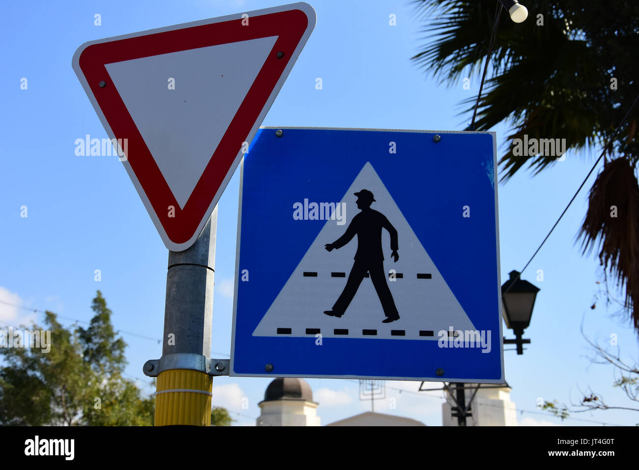 pedestrian crossing sign in israel Stock Photo