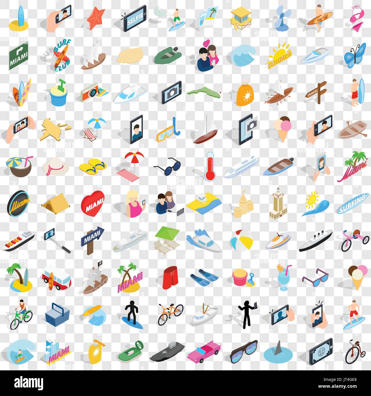 100 summer holidays icons set, isometric 3d style Stock Vector Image ...