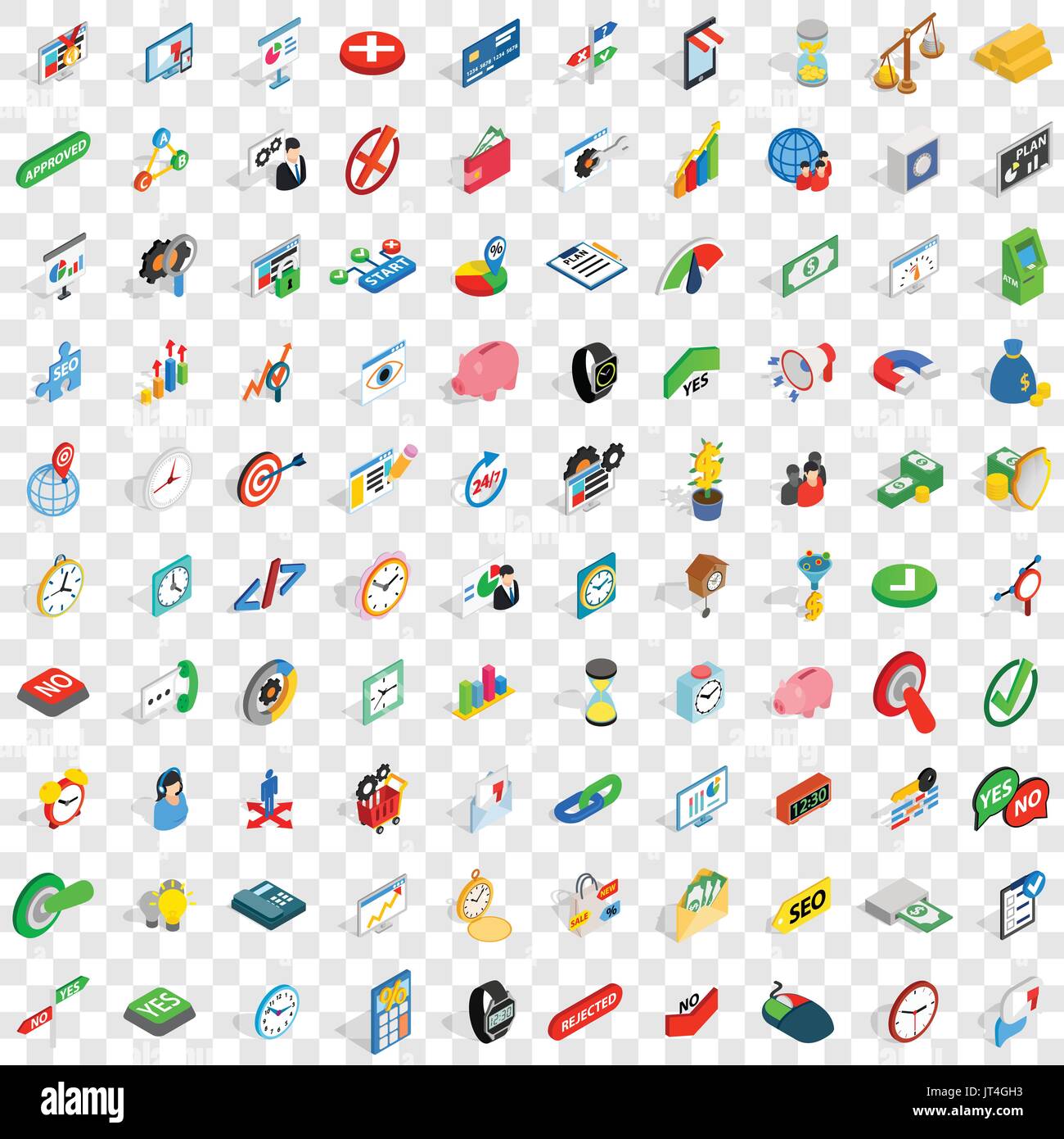 100 swap icons set, isometric 3d style Stock Vector