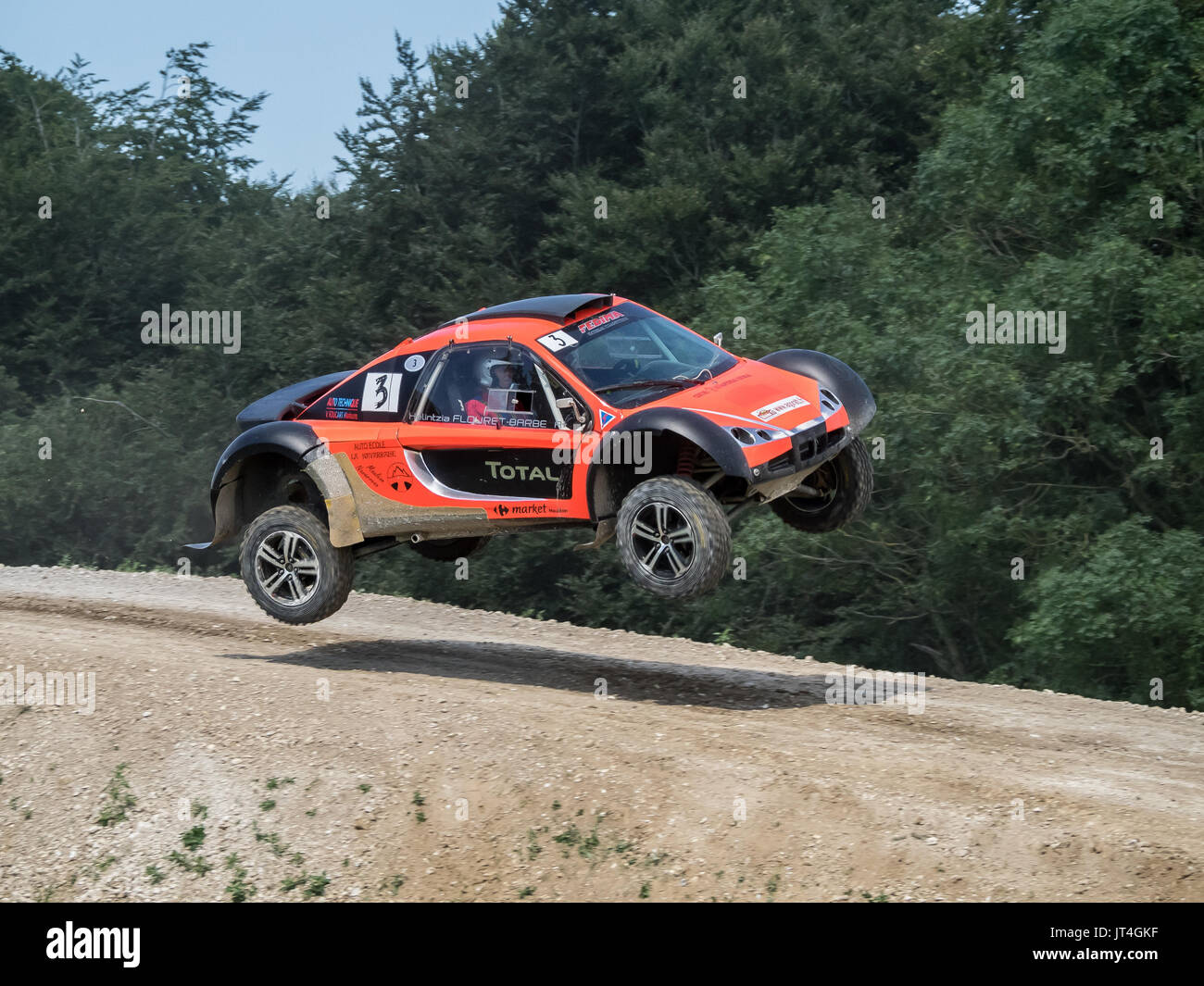 Off road arena jump action at Goodwood festival of Speed 2017 Stock Photo