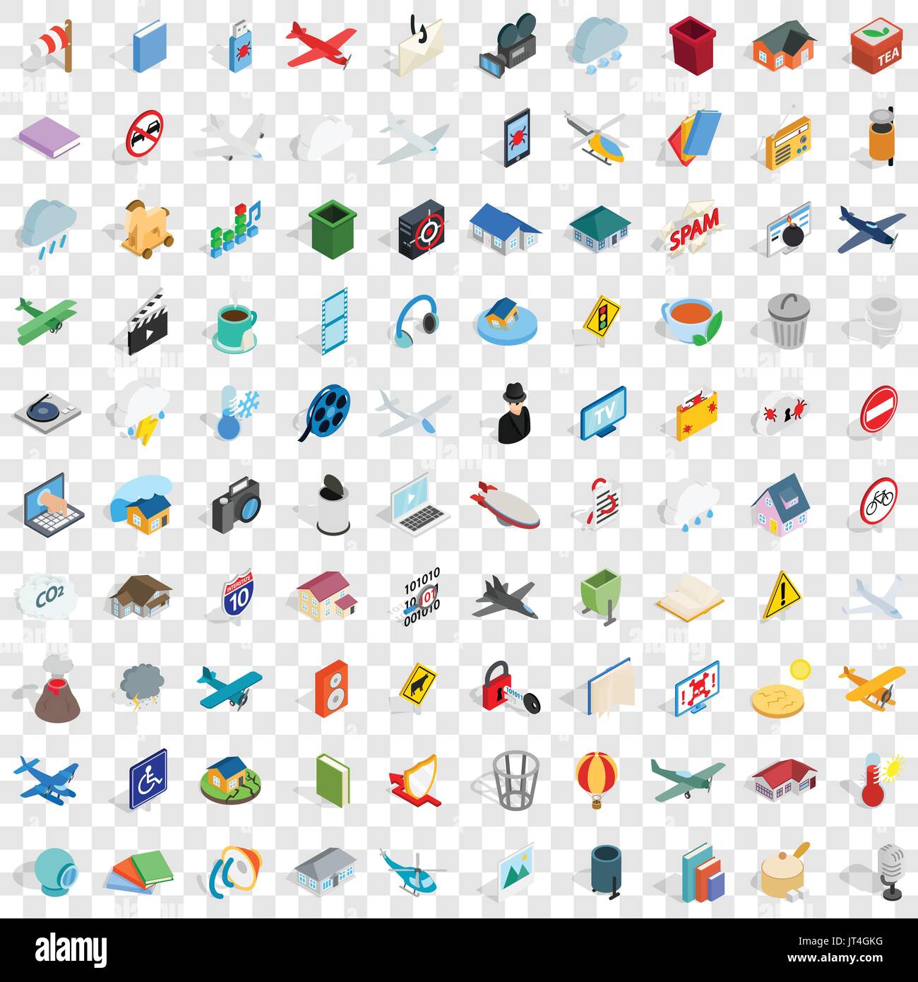 100 symbol icons set, isometric 3d style Stock Vector Image & Art - Alamy