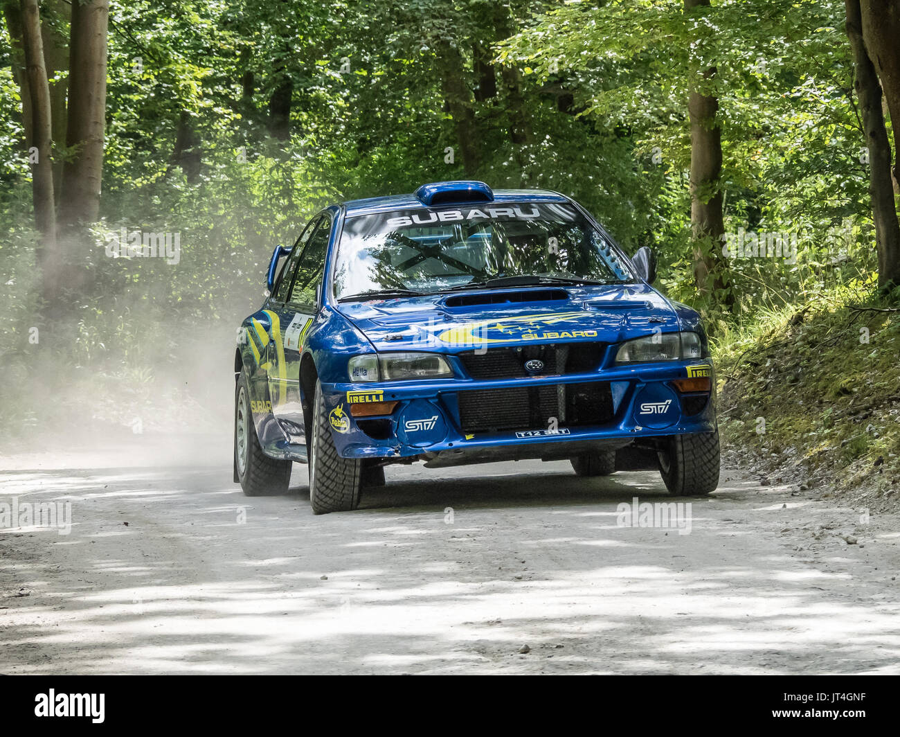 Subaru Impreza on the forest rally stage at Goodwood festival of speed 2017 Stock Photo