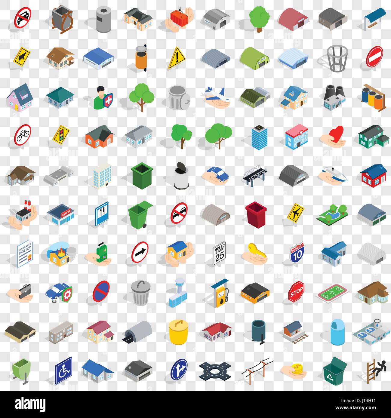 100 town icons set, isometric 3d style Stock Vector Image & Art - Alamy