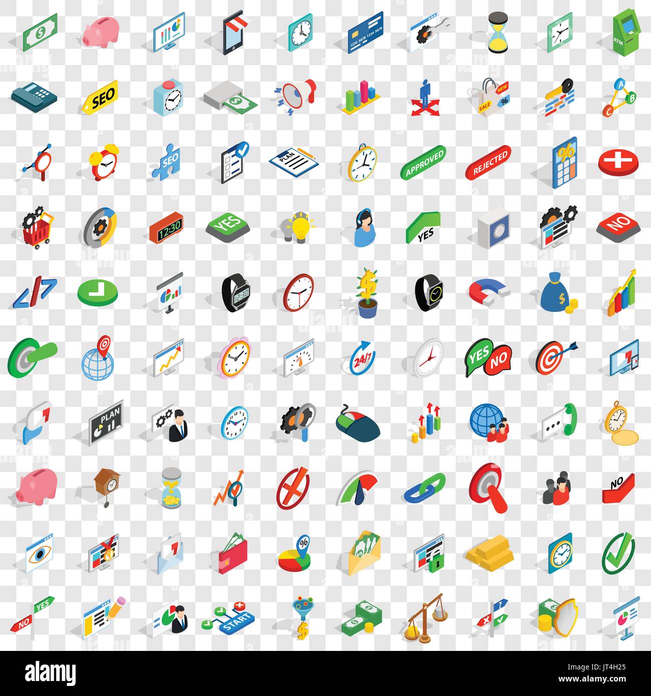 100 trade icons set, isometric 3d style Stock Vector