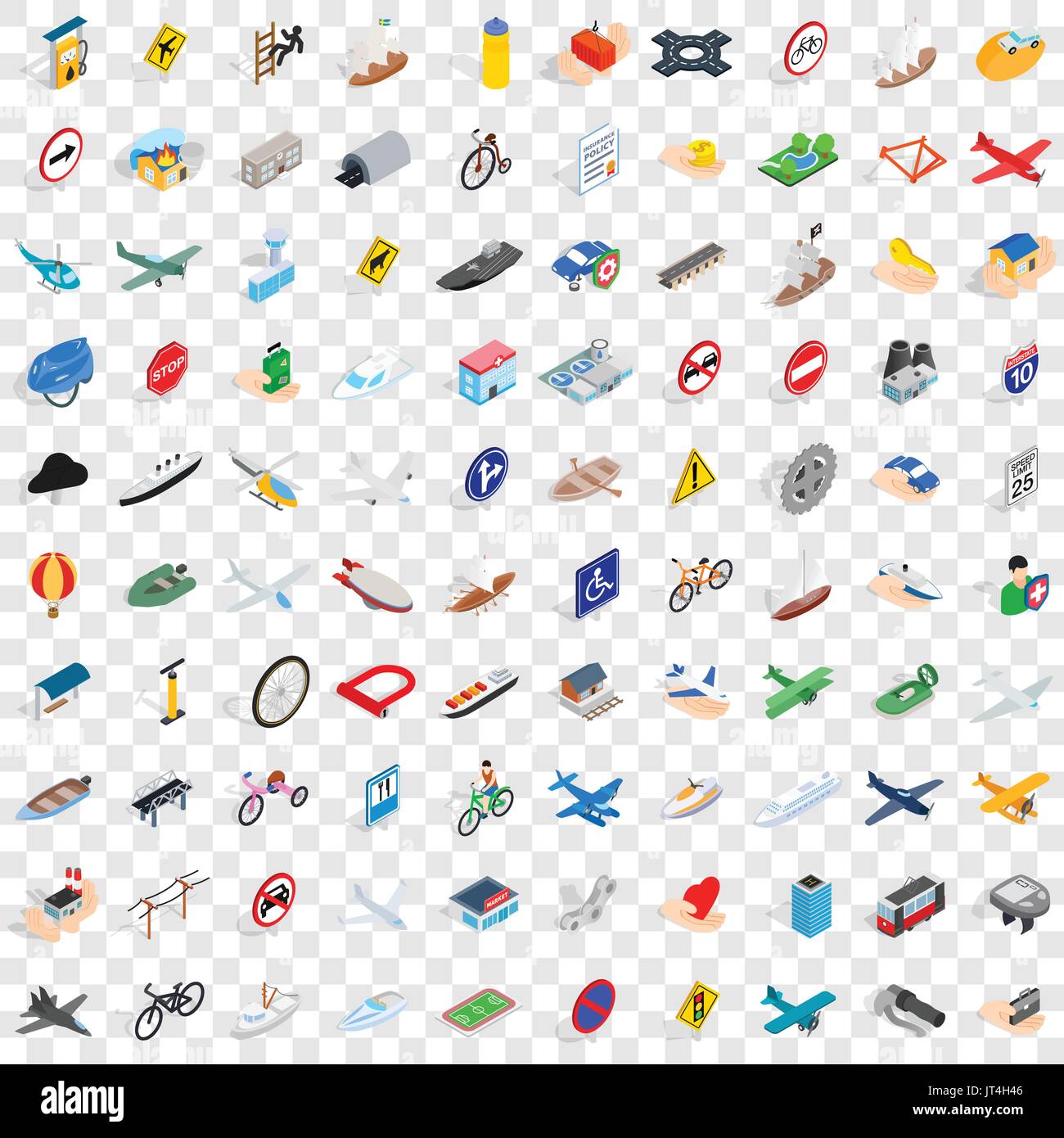 100 transport icons set, isometric 3d style Stock Vector Image & Art ...