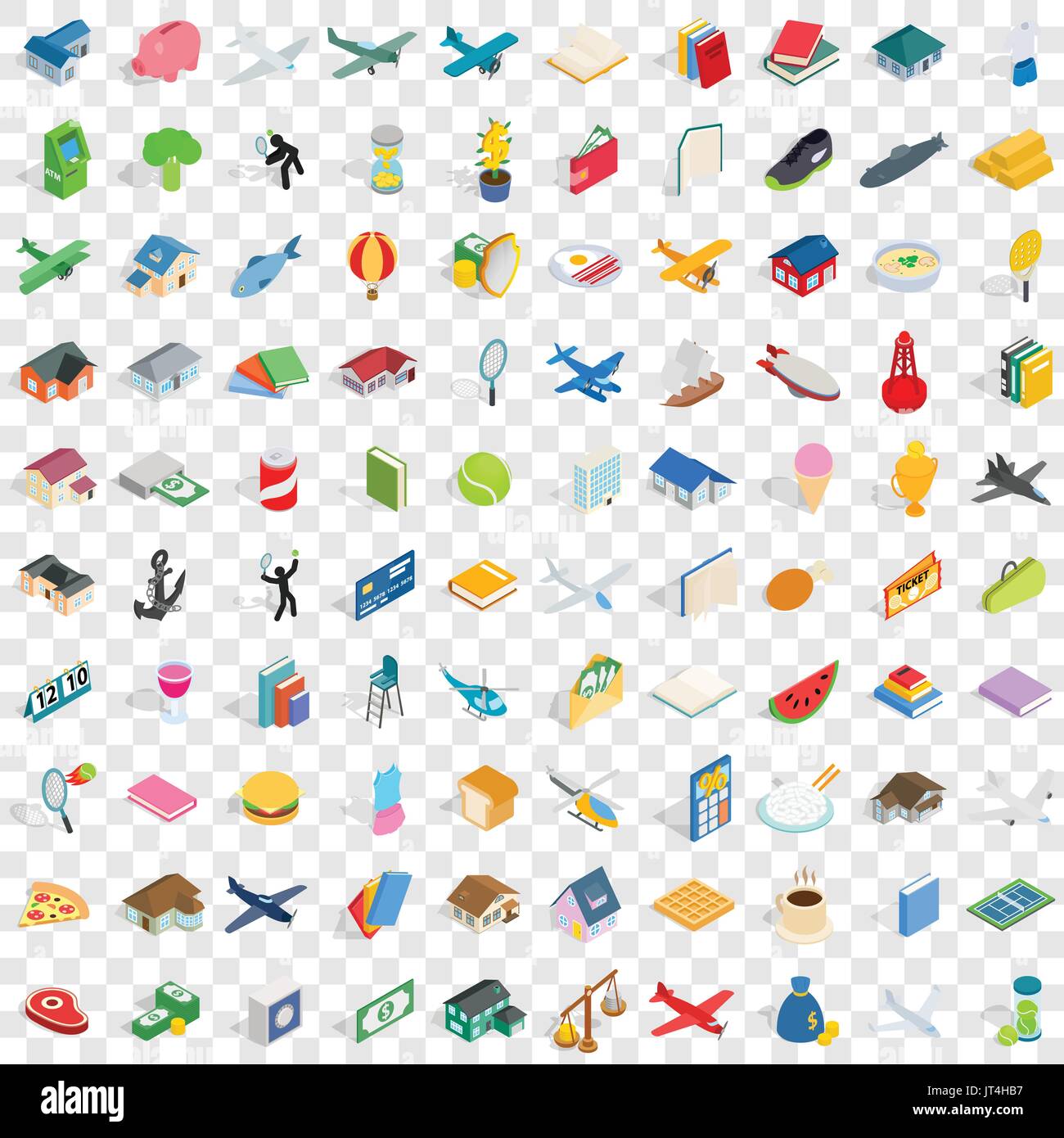 100 variety icons set, isometric 3d style Stock Vector