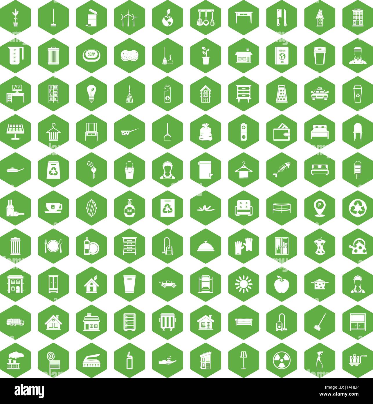 100 cleaning icons hexagon green Stock Vector Image & Art - Alamy