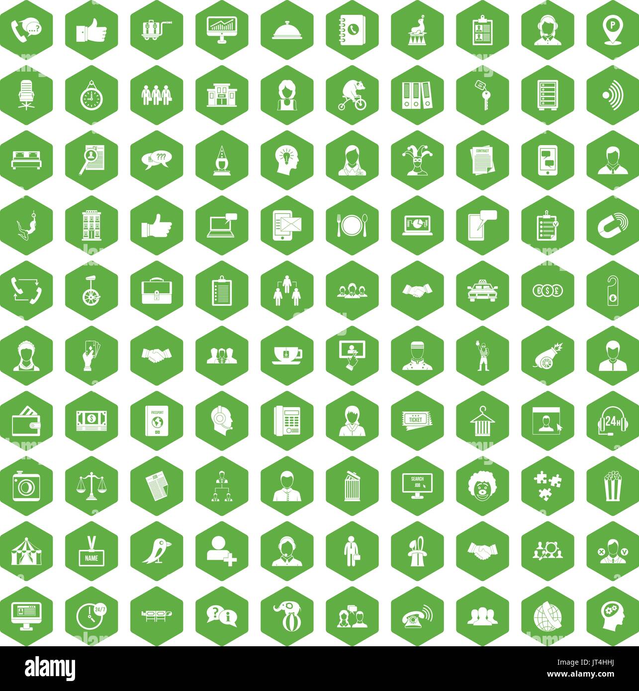 100 coherence icons hexagon green Stock Vector