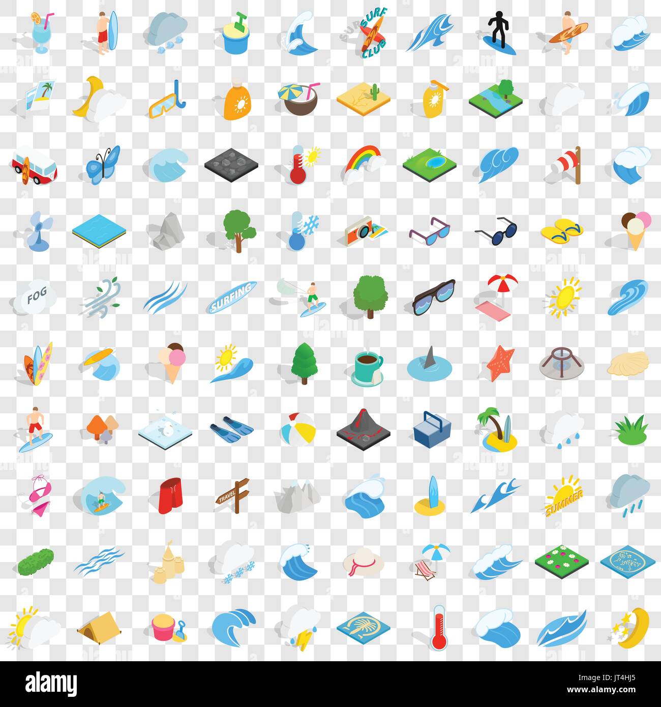 100 water recreation icons set, isometric 3d style Stock Vector Image ...