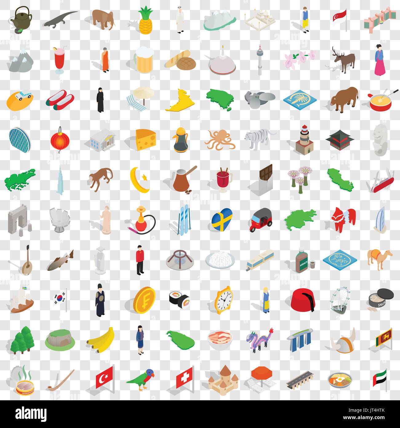 100 world tour icons set, isometric 3d style Stock Vector Image & Art ...