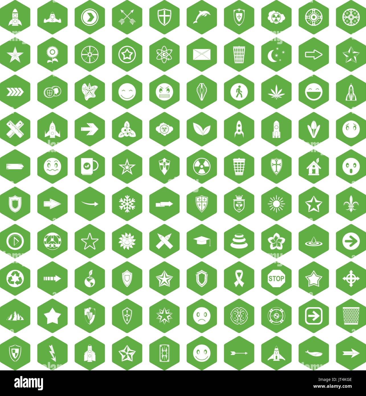 100 logotype icons hexagon green Stock Vector