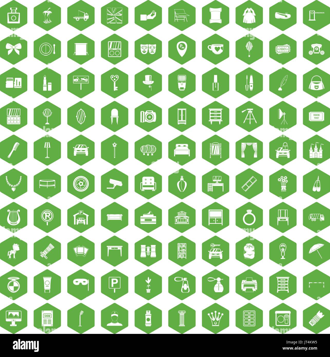 100 mirror icons hexagon green Stock Vector
