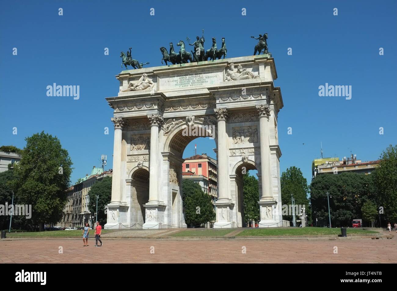 Arco della Pace (Arch of Peace), Porta Sempione (Sempione Gate), Milan, Lombardy, Italy, July 2017 Stock Photo