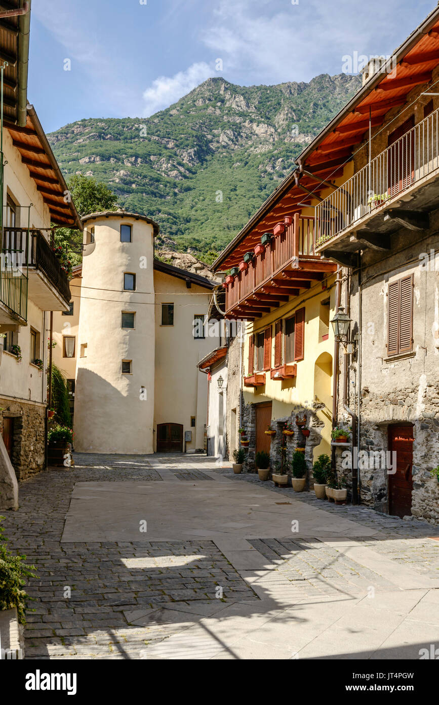 Old Houses On Small Square In Medieval Mountain Village Shot On A