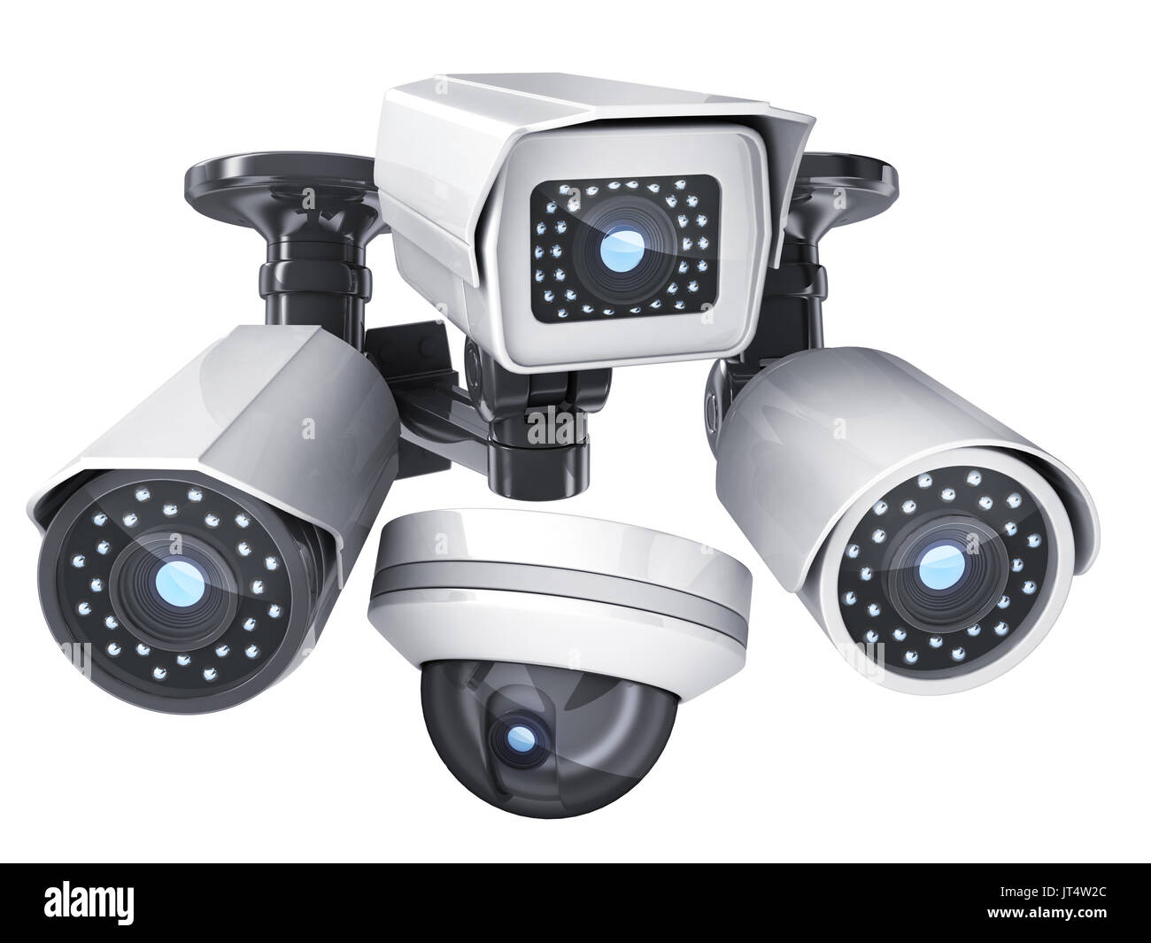 CCTV cameras on white isolated background. 3d illustration Stock Photo