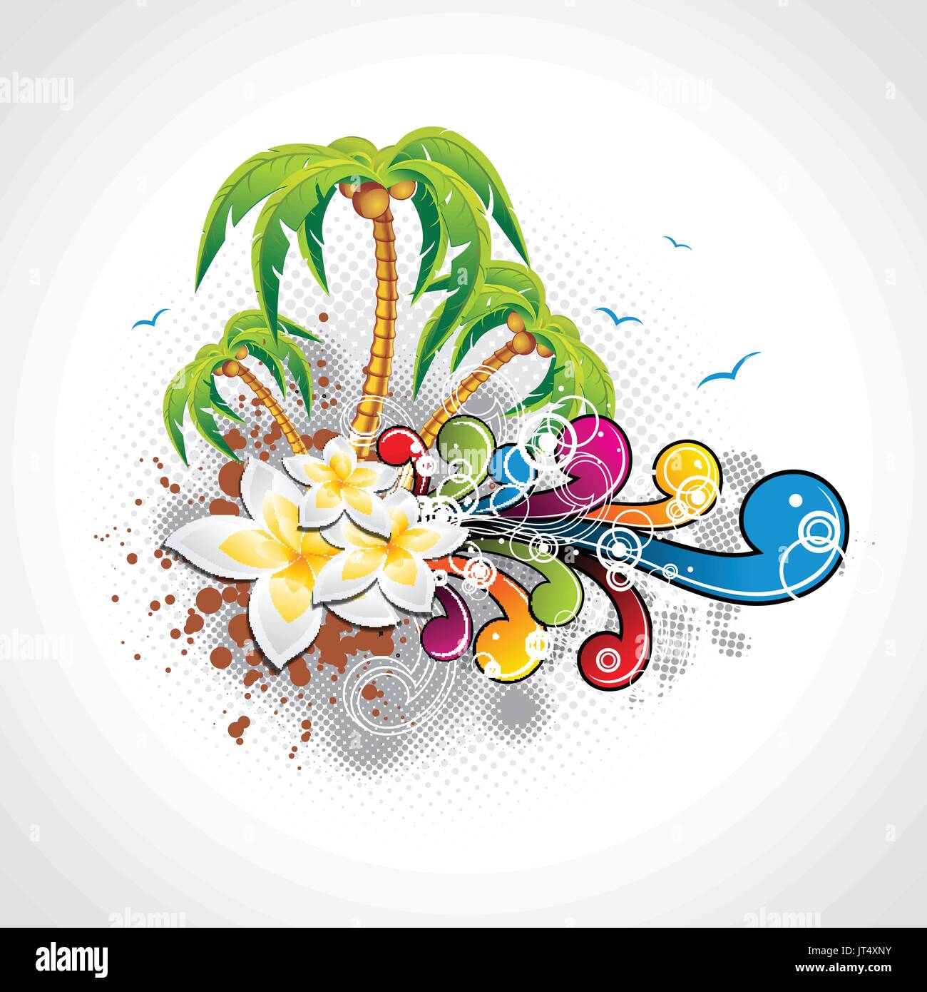 Vector Summer Holiday Design with palm trees and abstract background ...