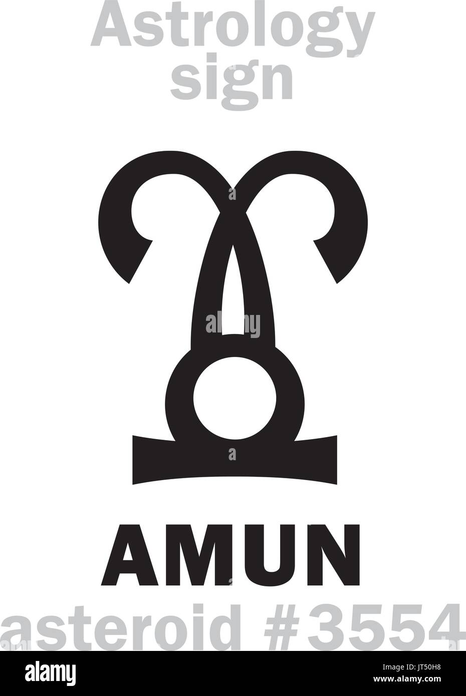 Astrology Alphabet: AMUN, asteroid #3554. Hieroglyphics character sign (single symbol). Stock Vector