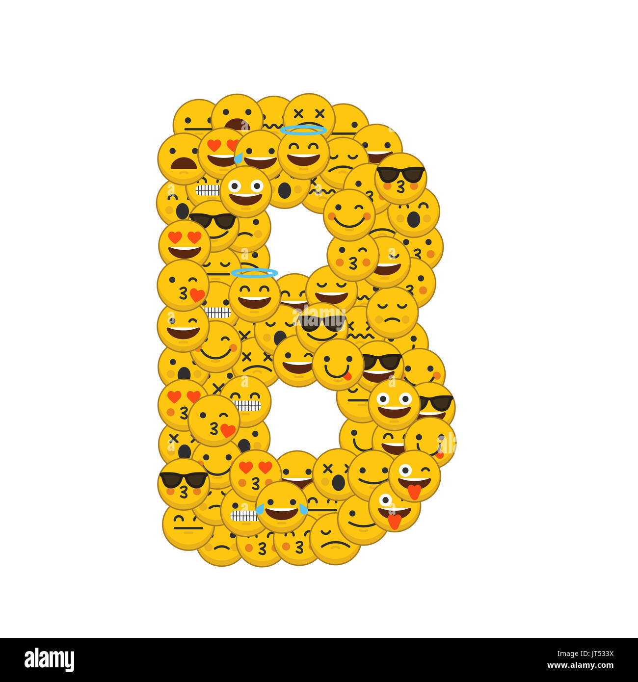 Emoji smiley characters capital letter B Stock Photo