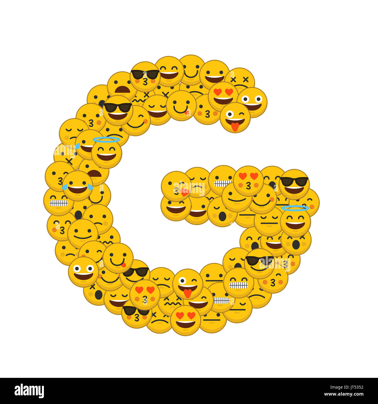 Emoji smiley characters capital letter G Stock Photo