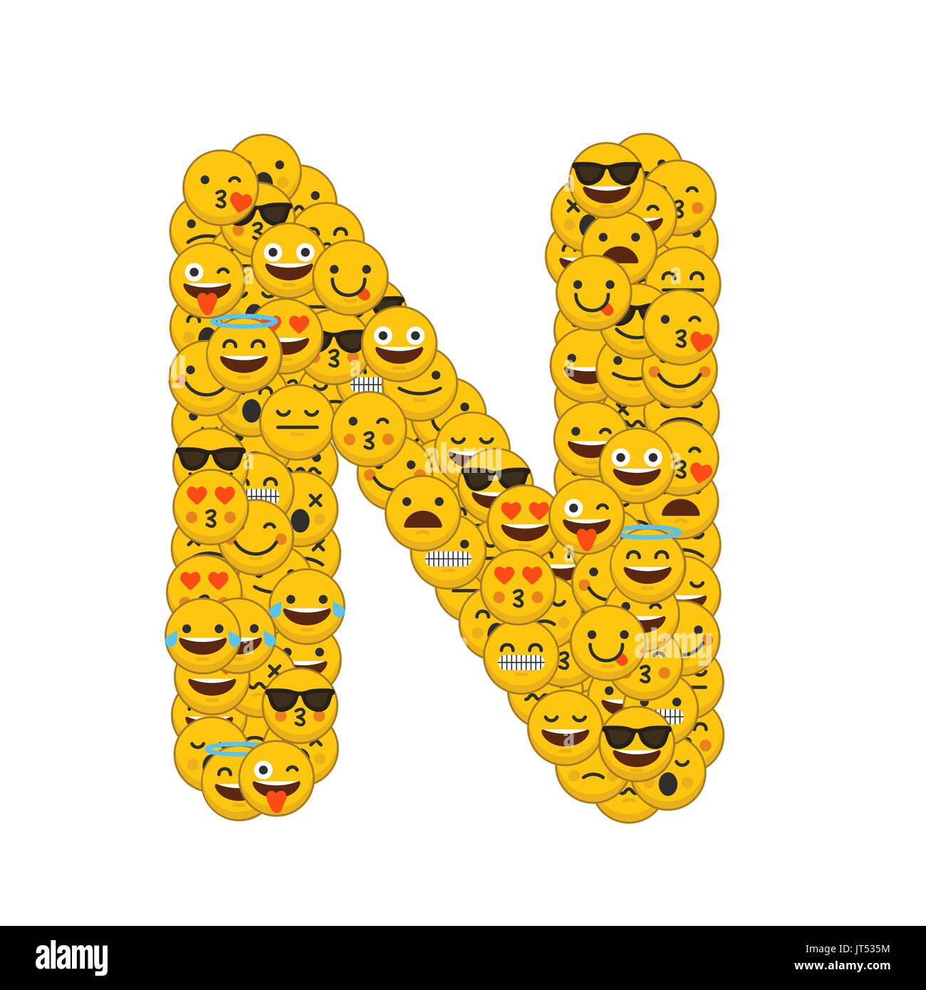 Emoji smiley characters capital letter N Stock Photo