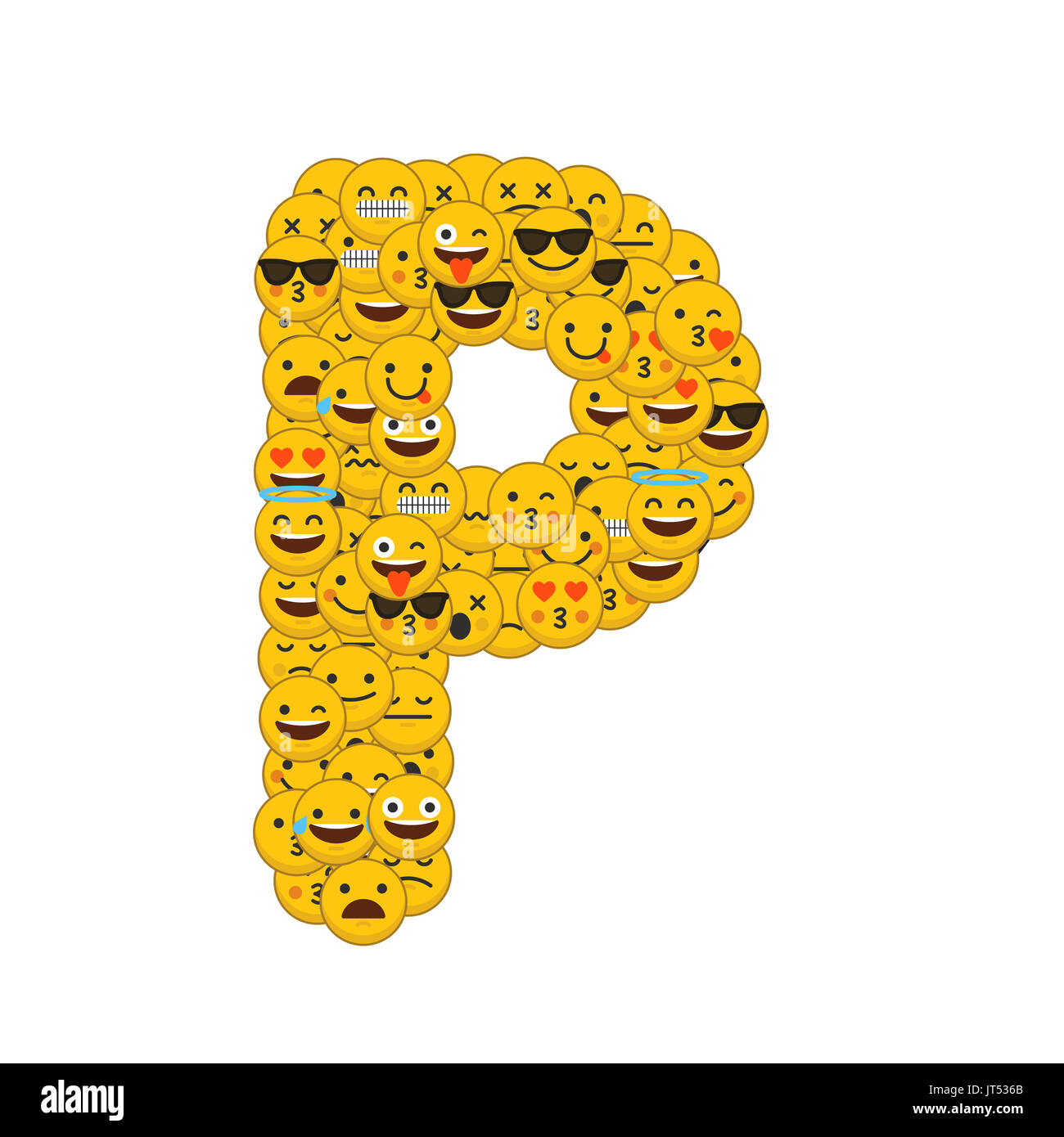 Emoji smiley characters capital letter P Stock Photo