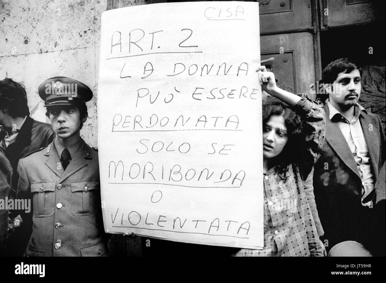 Milan (Italy), 1976, demonstration for women's rights and in defense of the abortion law Stock Photo