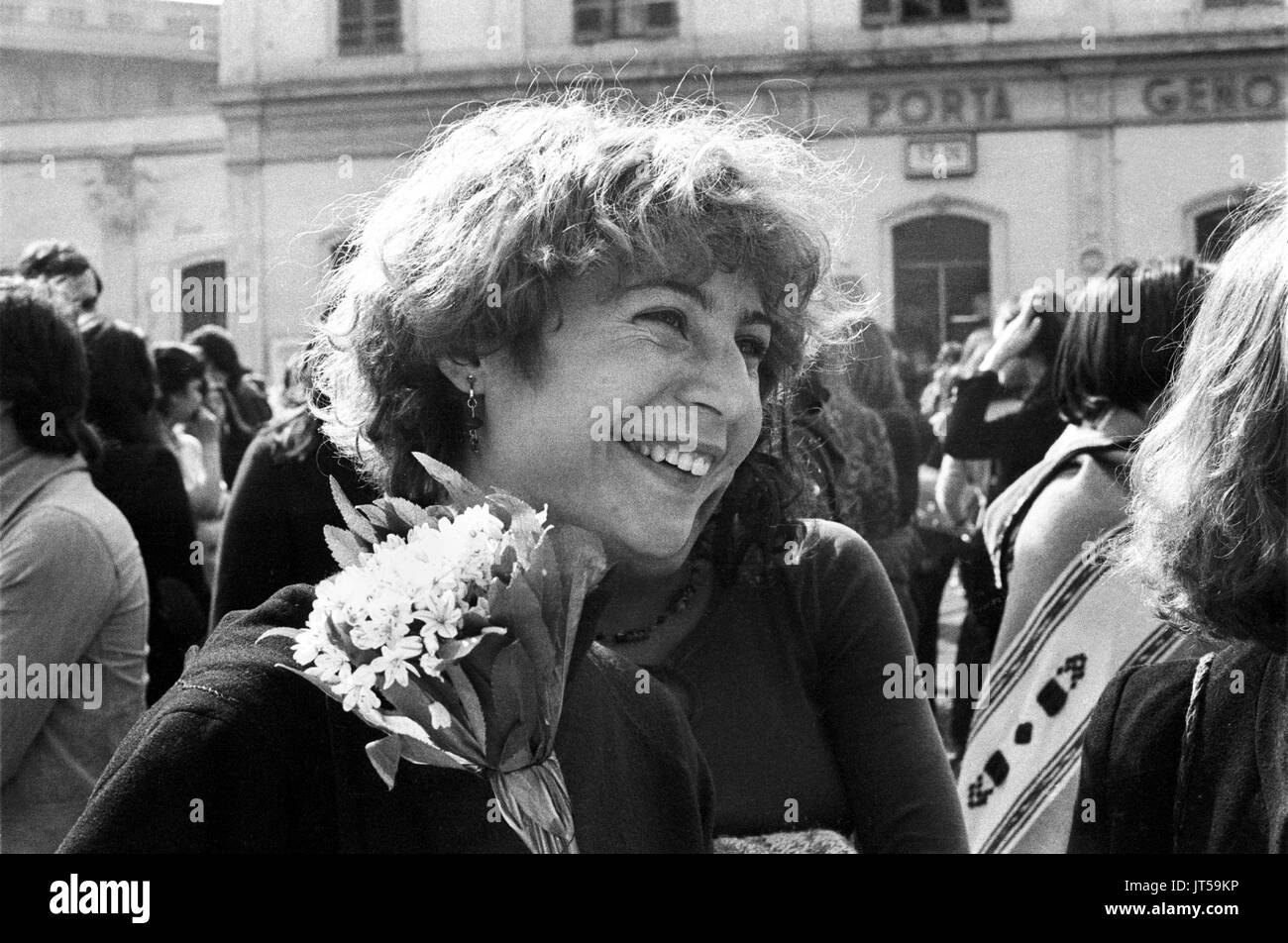 Milan (Italy), 1976, demonstration for women's rights and in defense of the abortion law Stock Photo