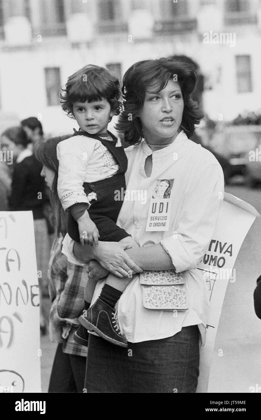 Milan (Italy), 1976, women's demonstration of the UDI (Unione Donne Italiane, Union of Italian Women) Stock Photo