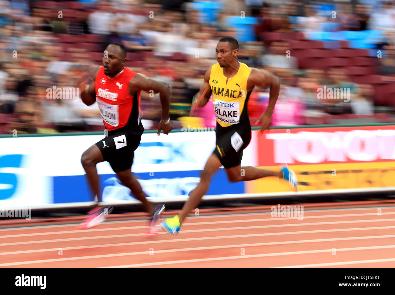 Jamaica's Yohan Blake (right) in action in the Men's 200m heats during ...