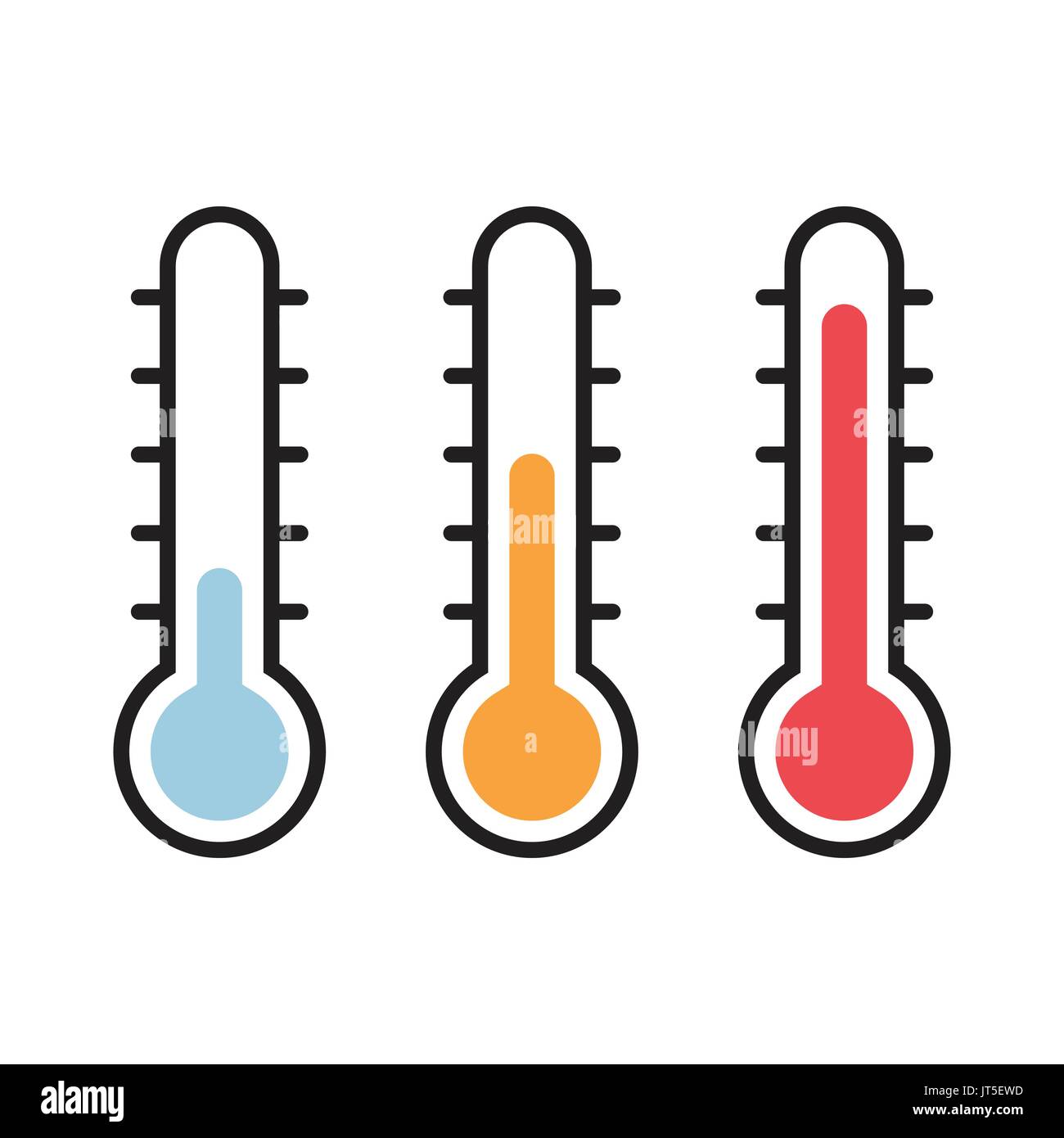 Vector Illustration of  Thermometer with warm and cool levels, flat style, EPS10. Stock Vector