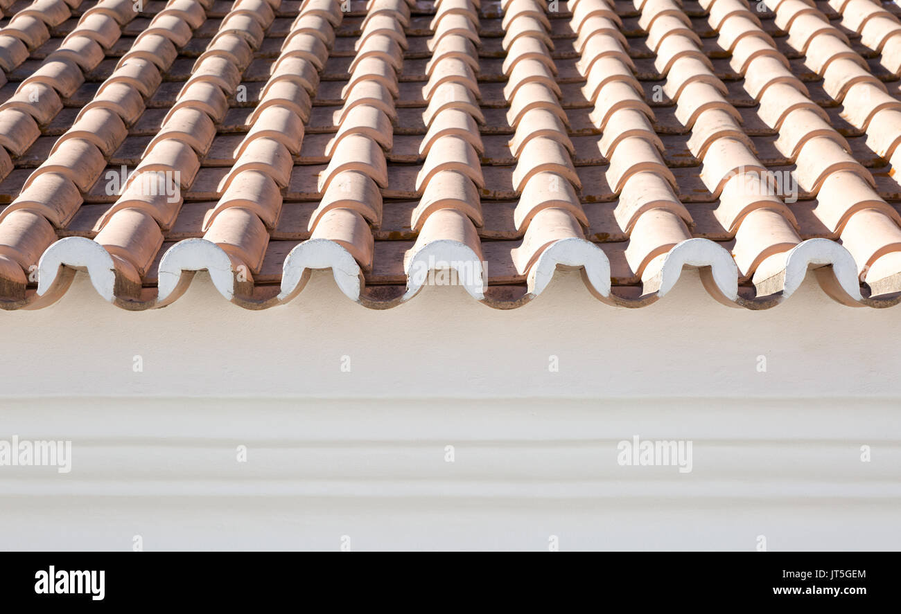 Typical roof tile construction on Portugese property Stock Photo