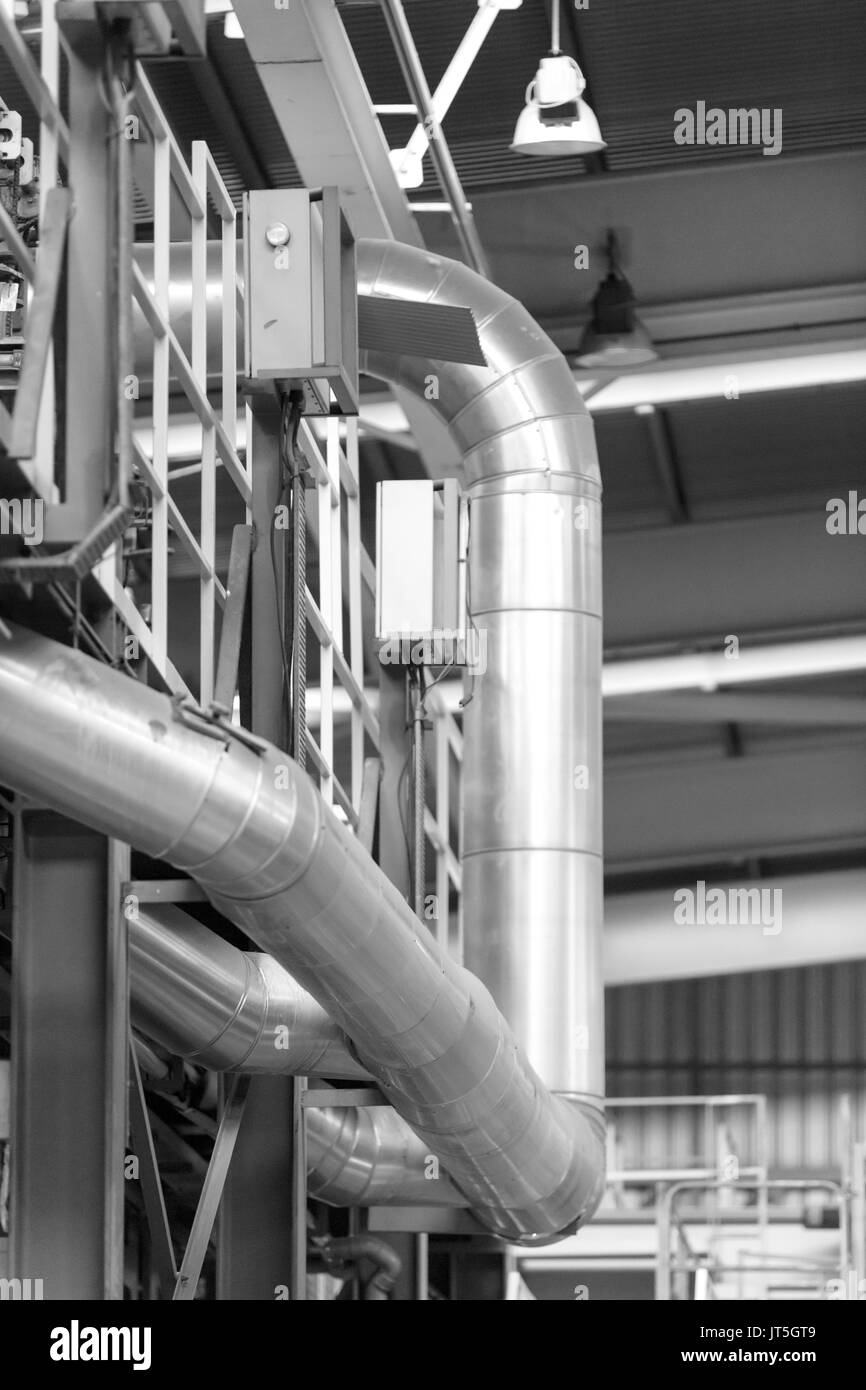 hot air pipes in a industrial installation Stock Photo