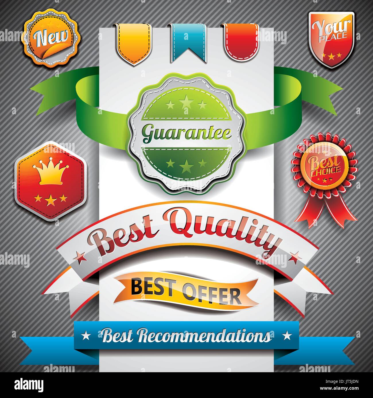 Vector set of labels and badges illustration with shiny styled design