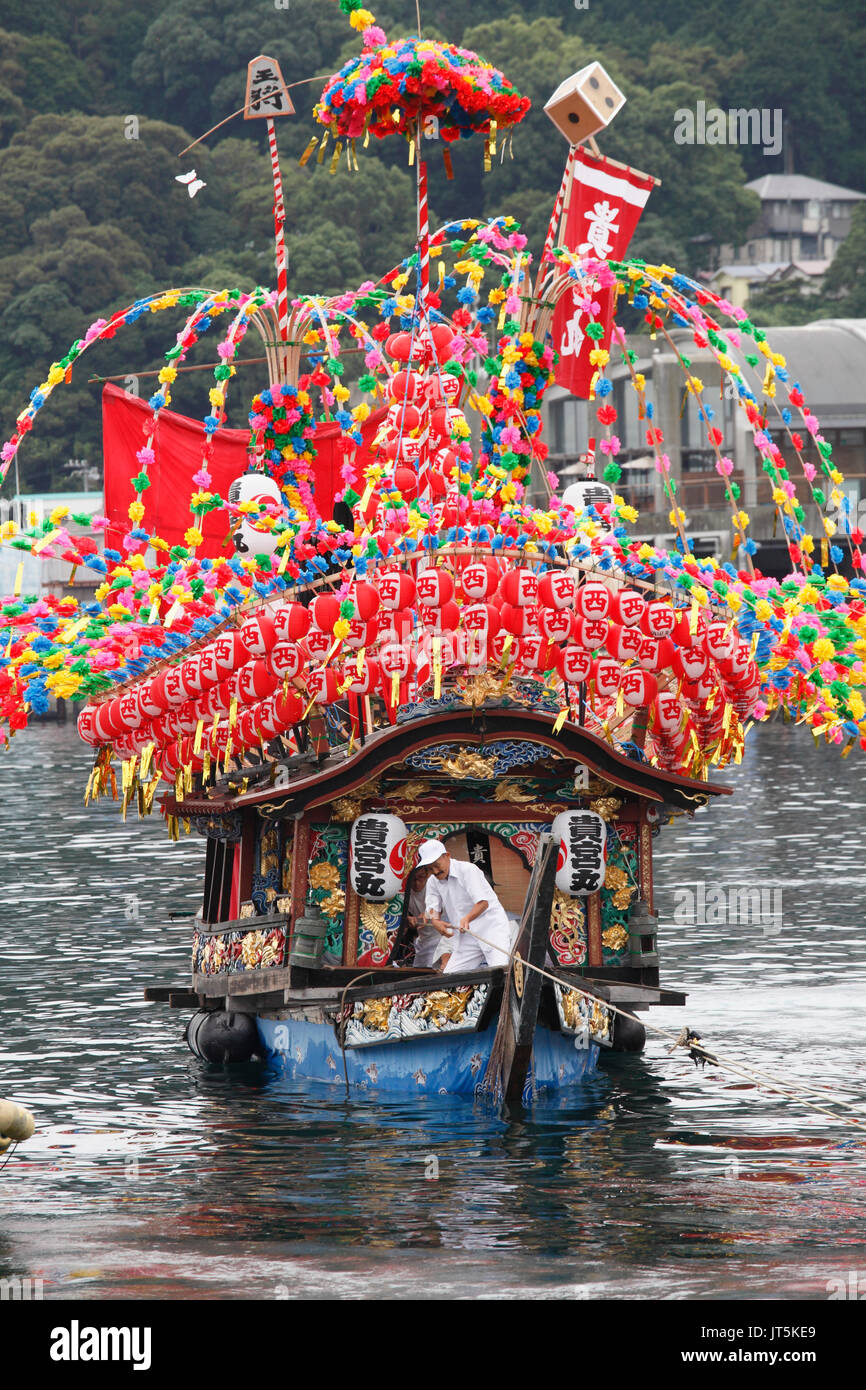 Japan, Manazuru, Kibune Matsuri, festival, boat, people, Stock Photo