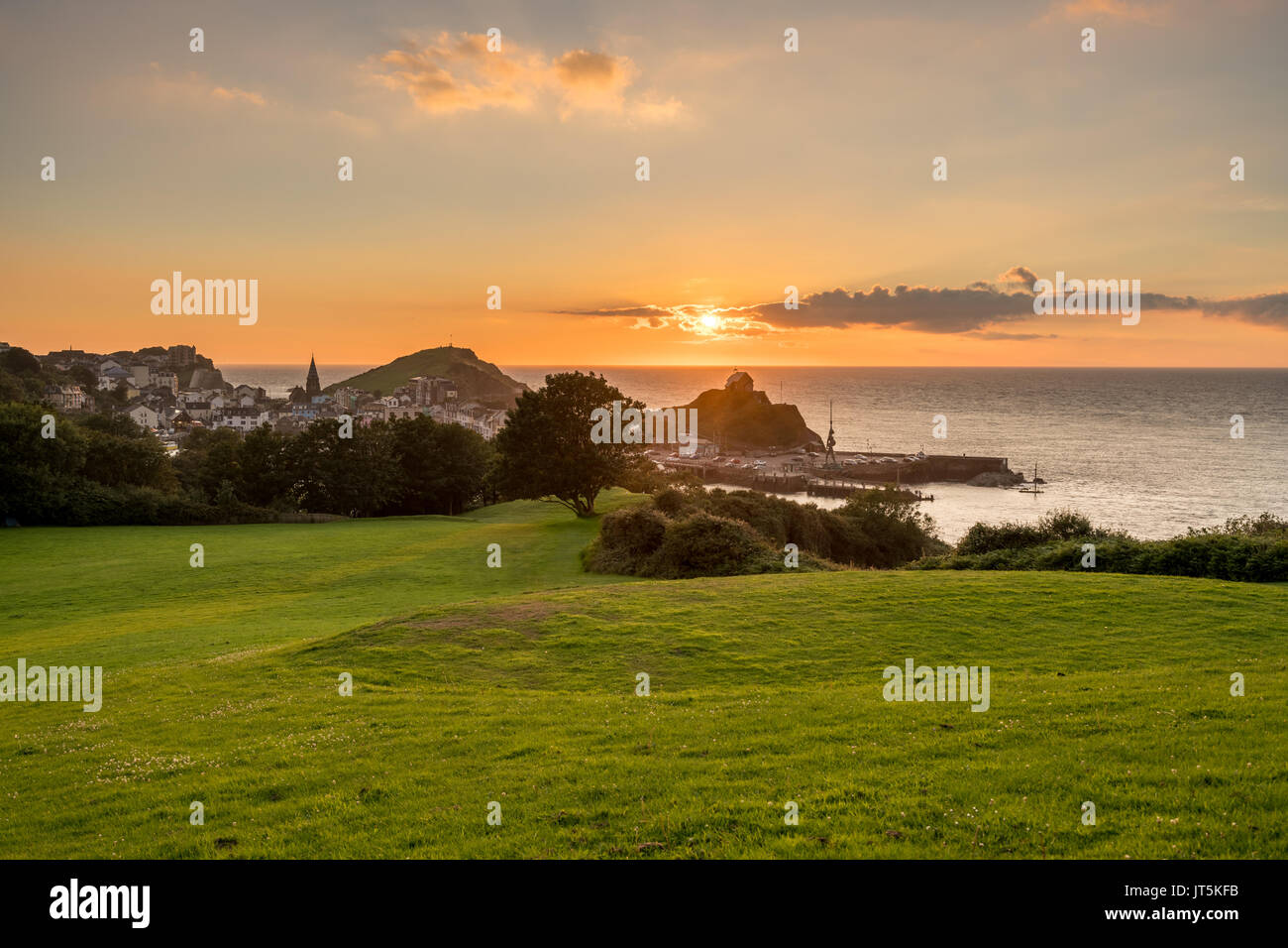 Sunset over the tourist town of in Devon Stock Photo Alamy