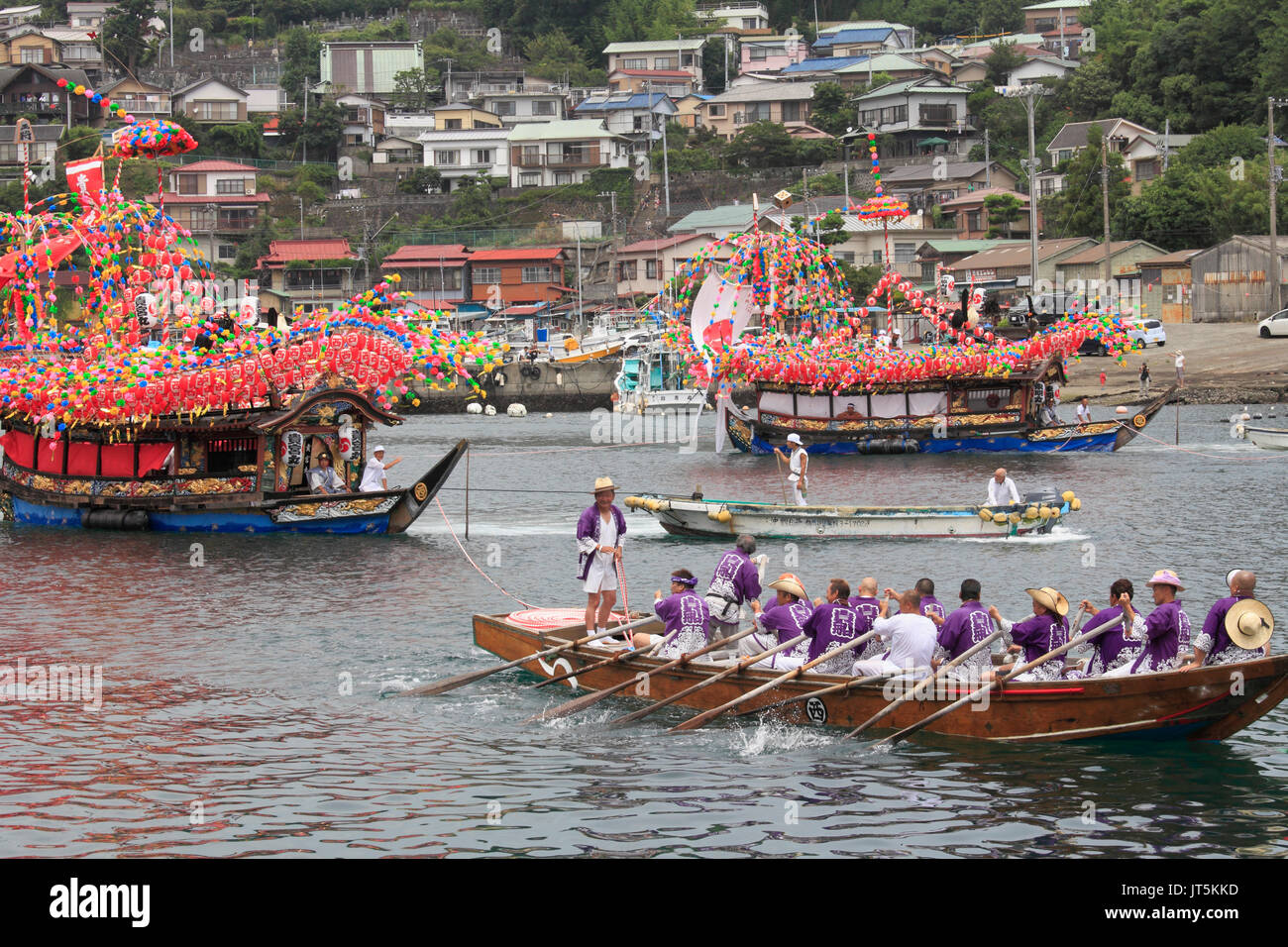 Japan, Manazuru, Kibune Matsuri, festival, boats, people, Stock Photo