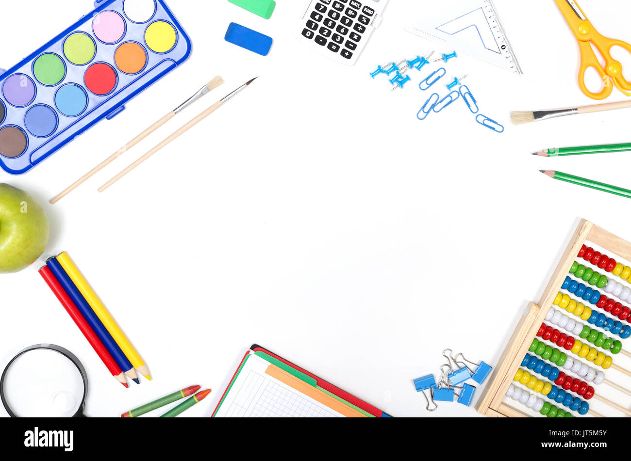 School supplies isolated on white background. Back to school concept ...
