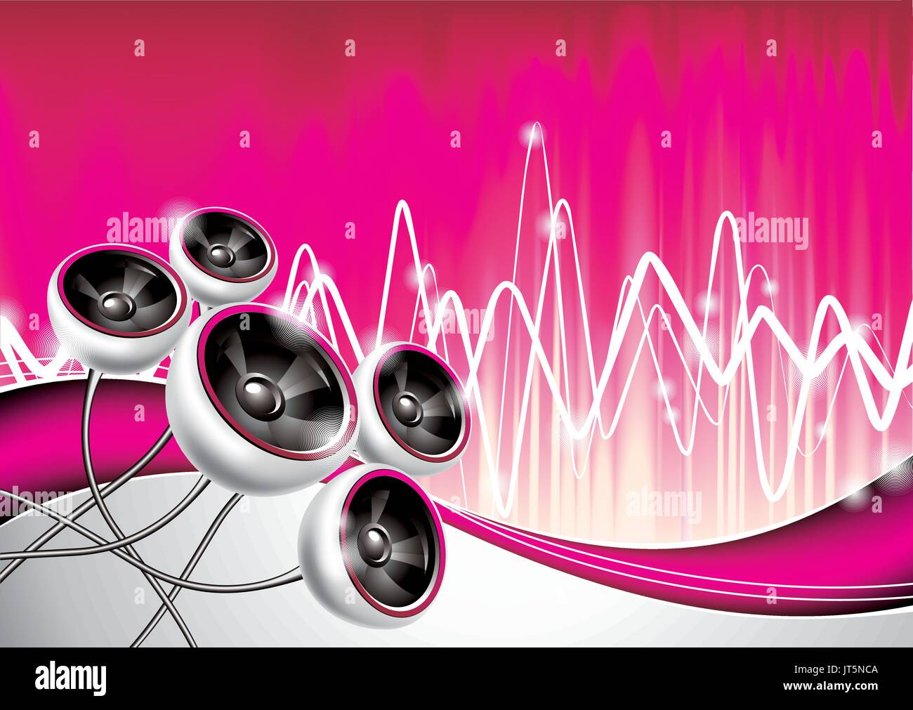 Illustration for a musical theme with speakers and abstract