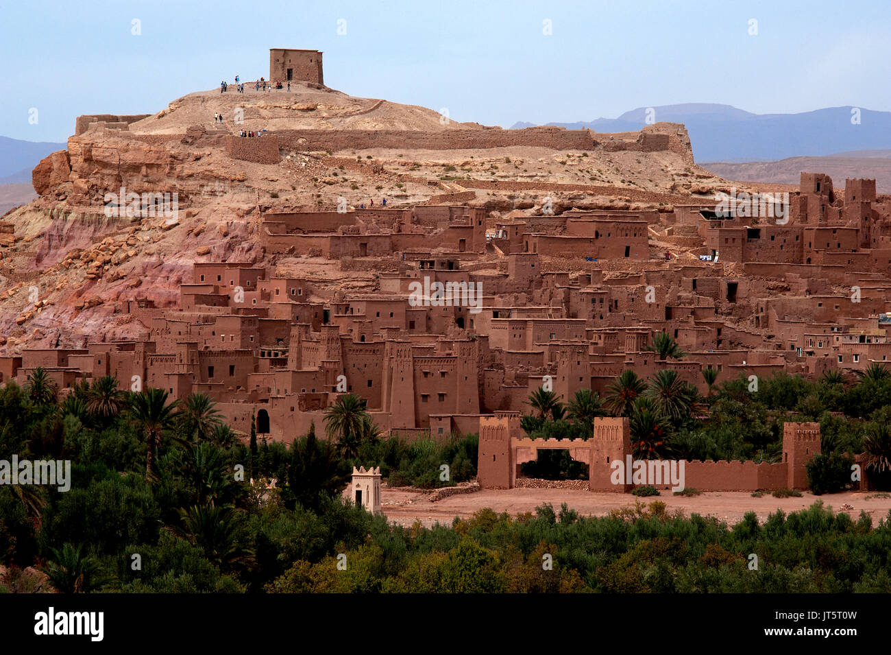 The fortified town of Ait Benhaddou in Morocco's arid Atlas Mountains. With its unique earthen-clay architecture it is a UNESCO world heritage site. Stock Photo