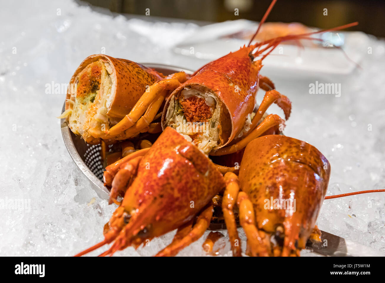 canadian lobster seafood on ice Stock Photo