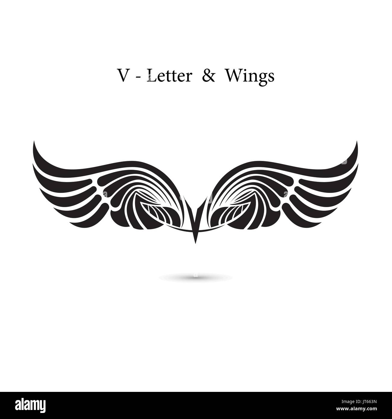 V-letter sign and angel  wing logo    dynamic alphabet letters with  design   b Stock Vector Image & Art - Alamy