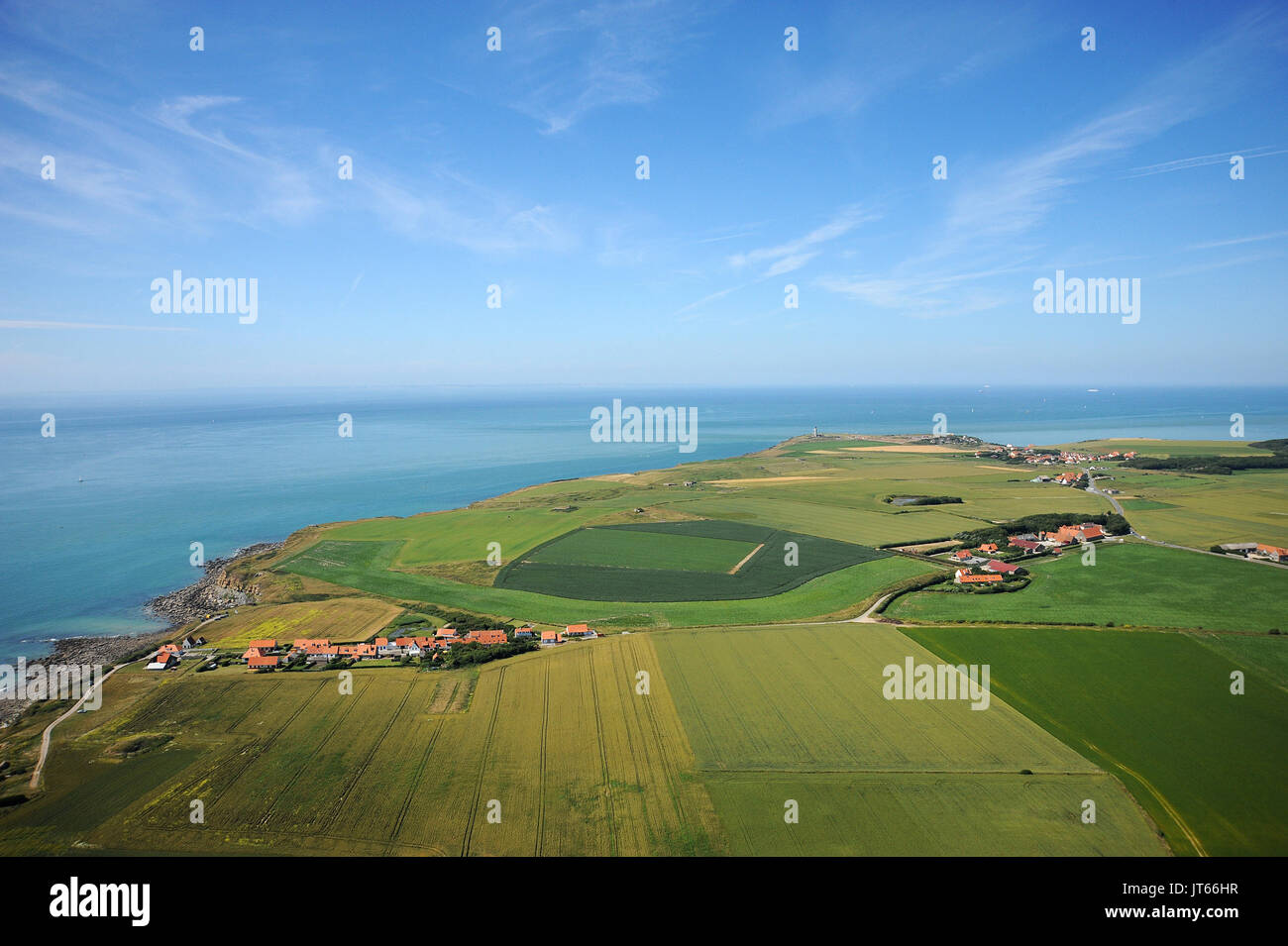 Aerial view over Cap GrisNez (cape) in the regional nature park "Parc